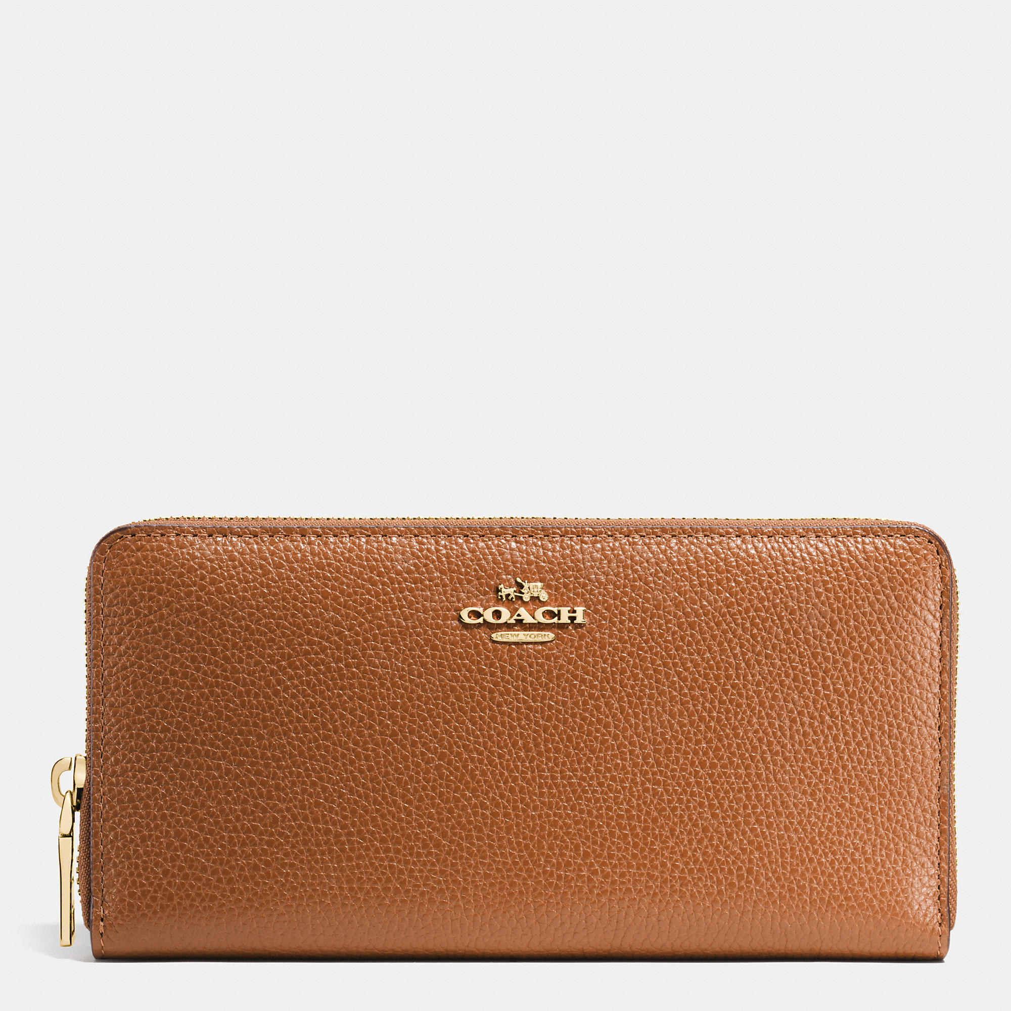 Lady Beloved Coach Accordion Zip Wallet In Pebble Leather  Lady Beloved Coach Accordion Zip Wallet In Pebble Leather